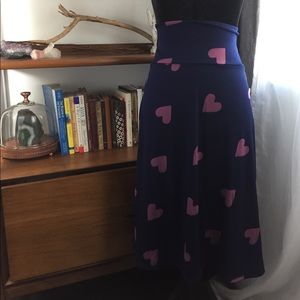 NWT Lularoe Slinky Azure Skirt Large Hearts